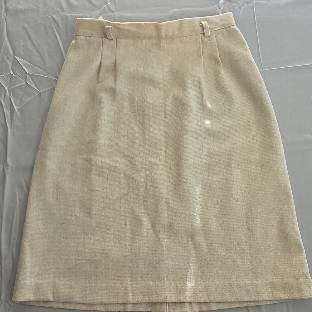 New Concepts Beige Wool Blend Mini Skirt